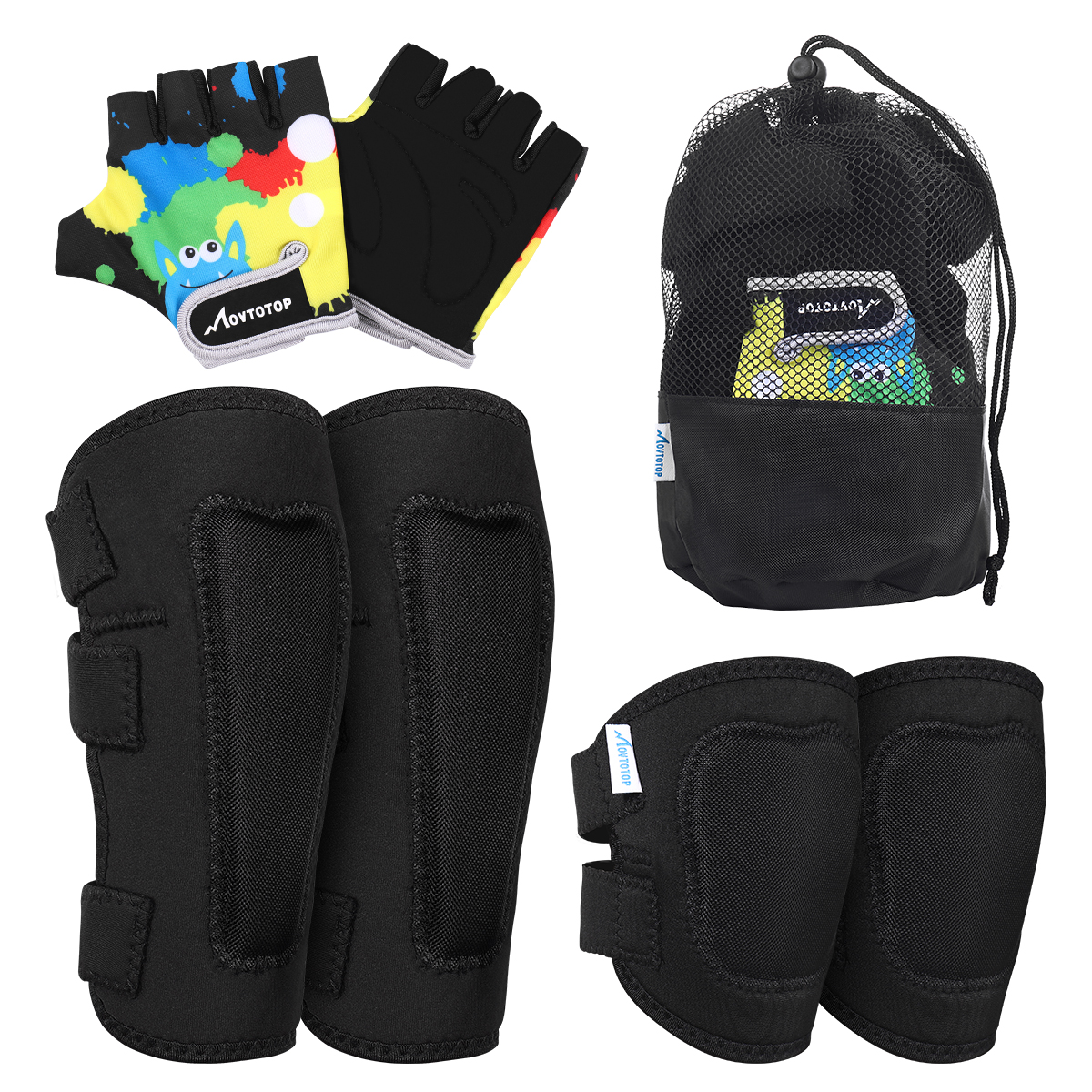 Cycling Glove Padded - MOVTOTOP Protective Gear Set Kids Sports