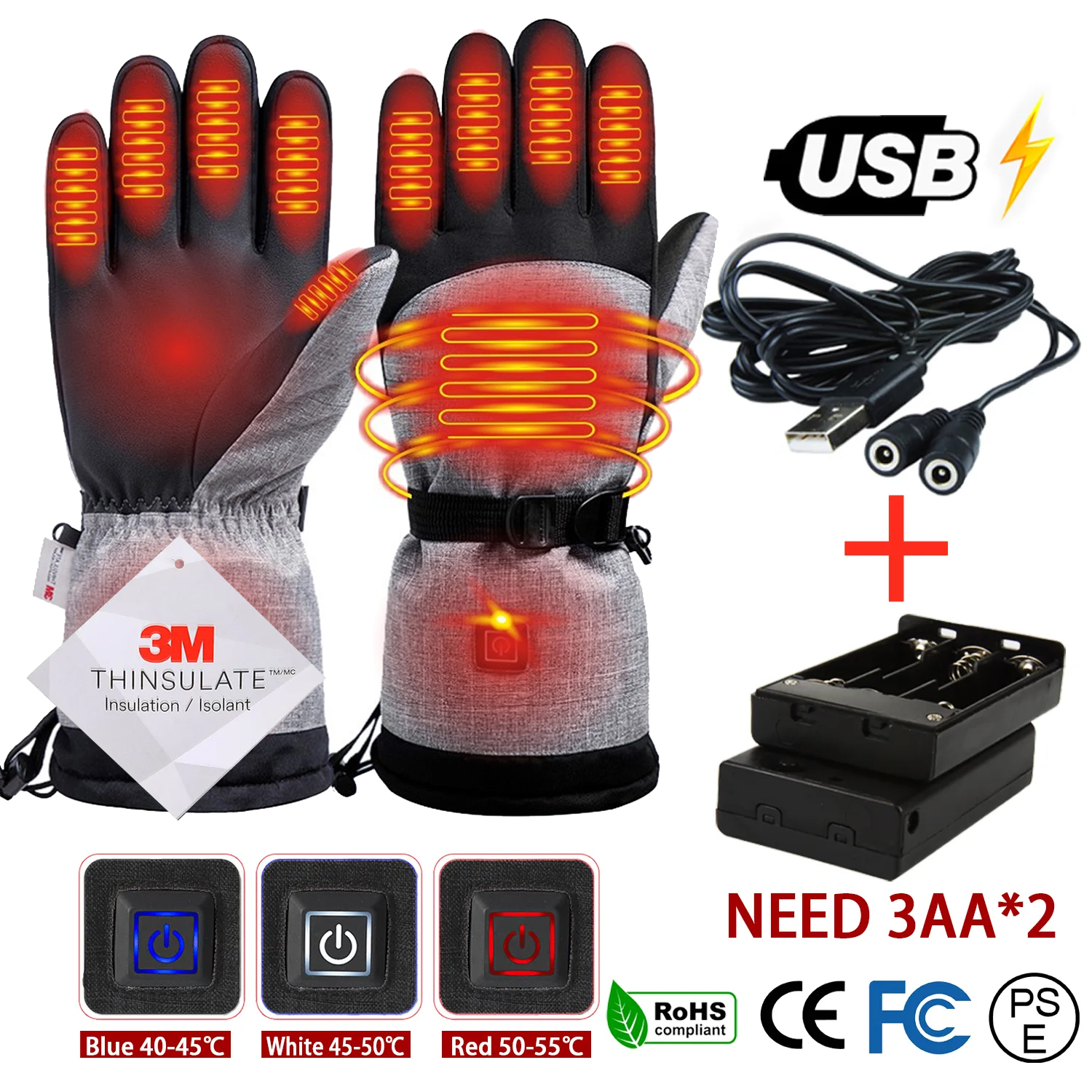 Ski Glove Waterproof - Winter Gloves 3M Cotton Heating Hand