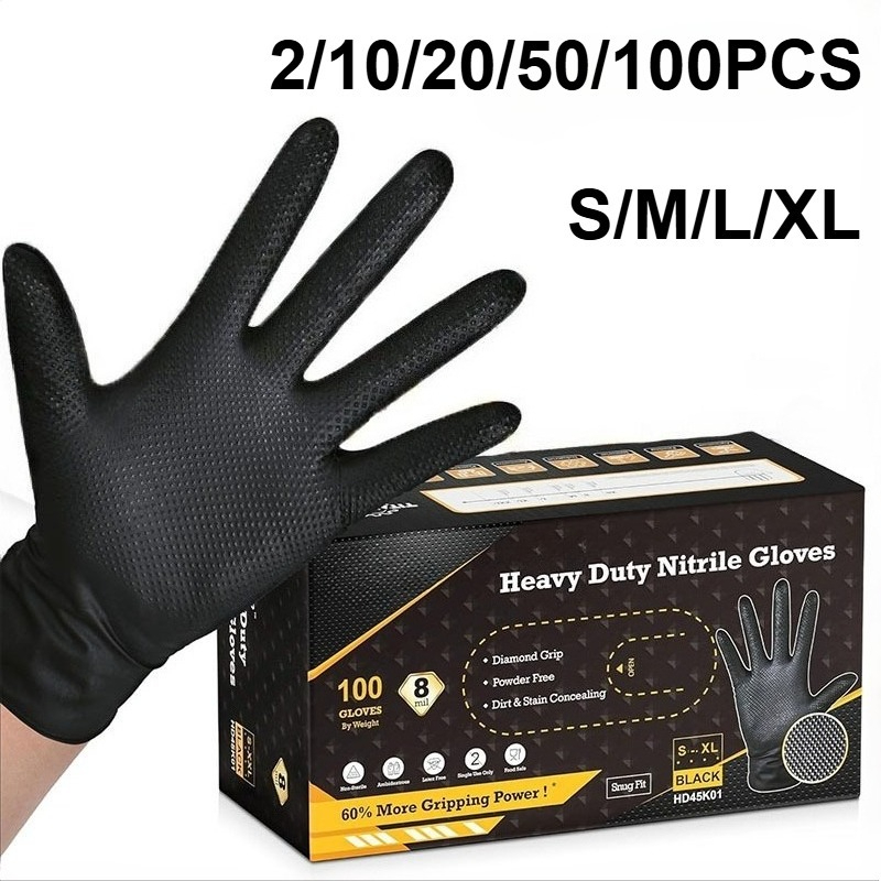Nitrile Mechanic Glove - 2-100PCS 8mil Heavy Duty Industrial Black