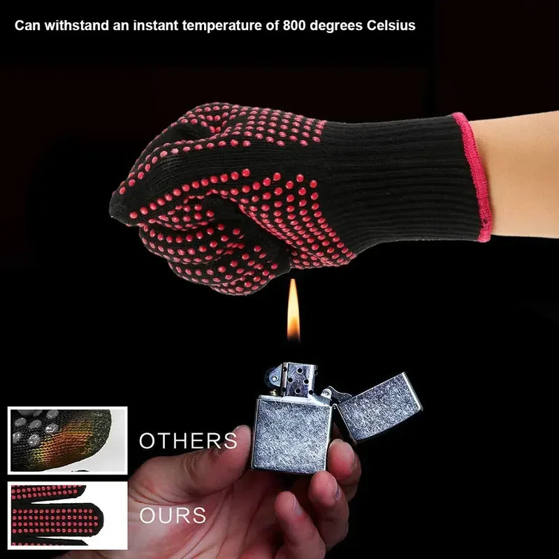 Oven Mitt Silicone - 1 Pair Non-Slip Silicone BBQ Gloves
