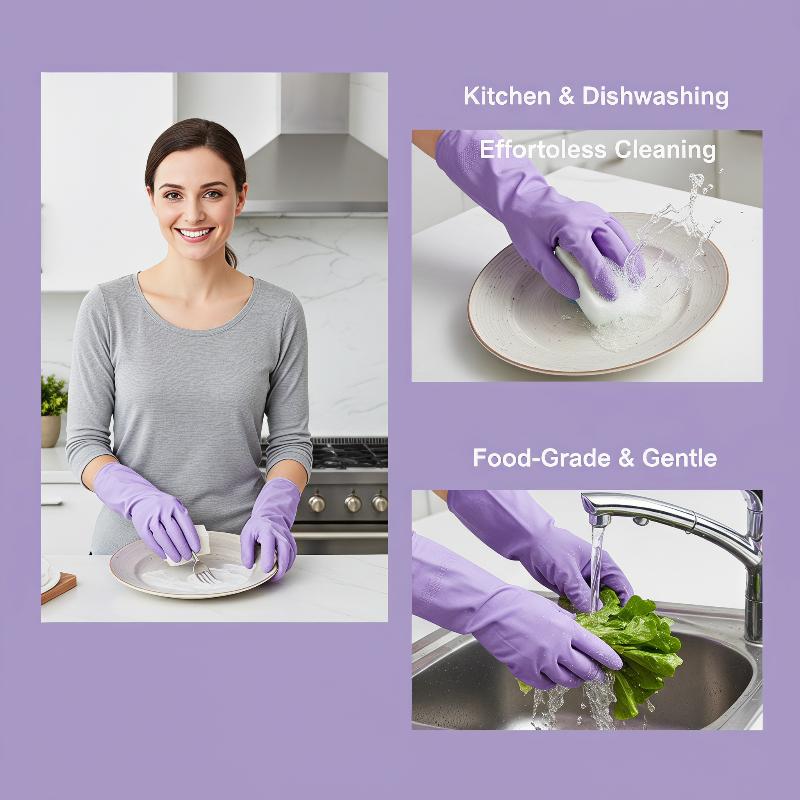 Dish Glove Rubber - 1Pair Latex Dish Washing Gloves,with Non-slip