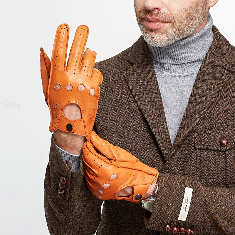 Leather Driving Glove - Fashion Accessories Male Spring Genuine Leather
