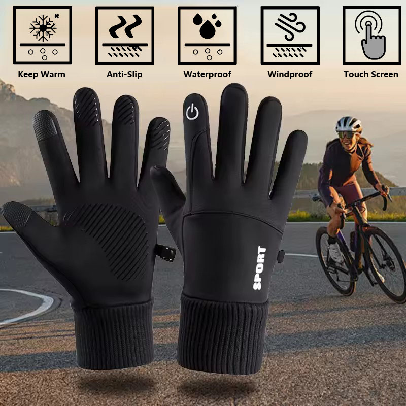 Ski Glove Waterproof - Black Winter Warm Full Fingers Waterproof