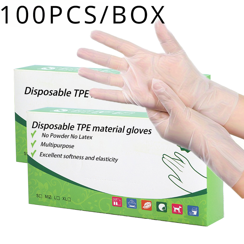 Latex Disposable Glove - 100/200PCS Disposable TPE Gloves, Powder Free