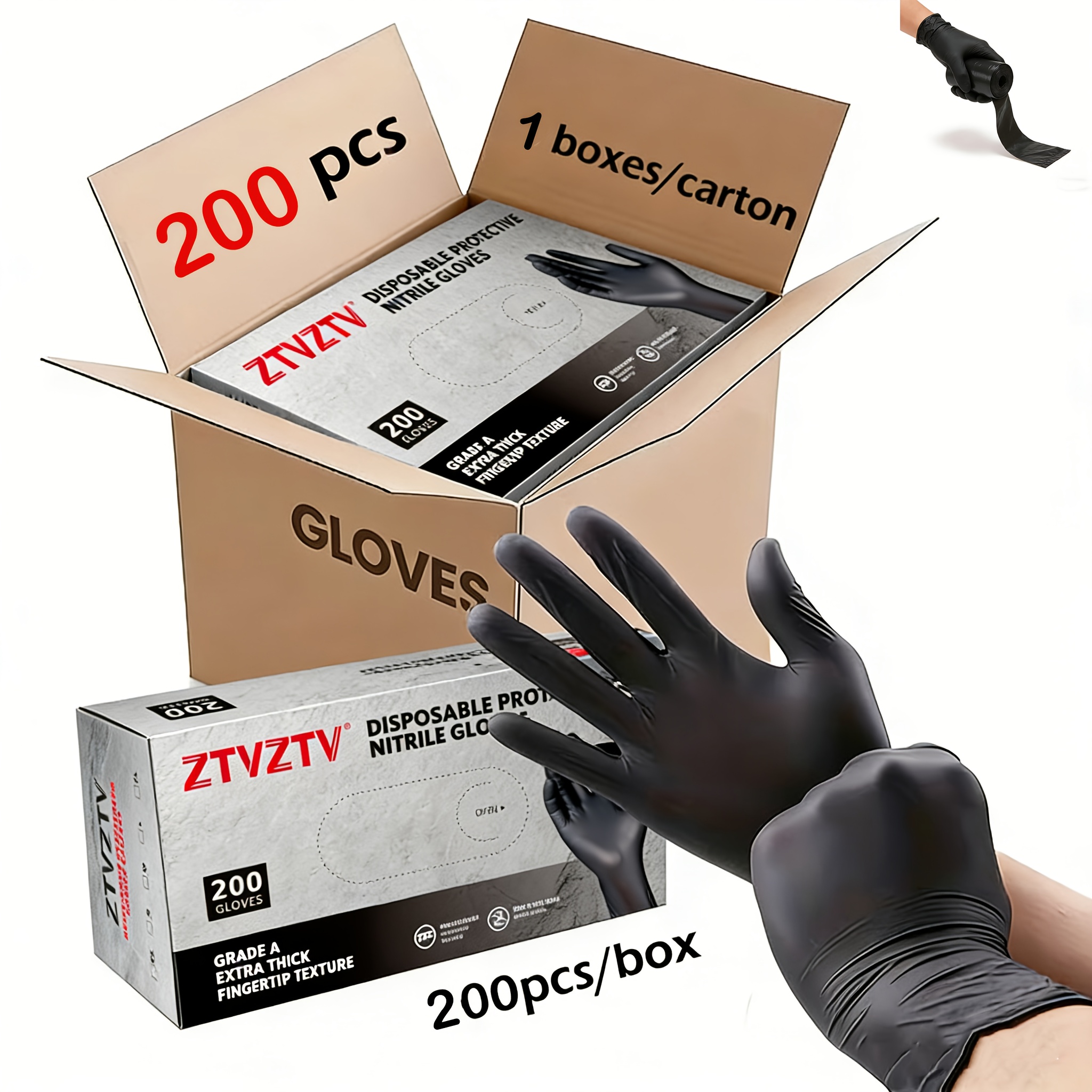 Rubber Glove Cleaning - 200 pieces per pack, black disposable