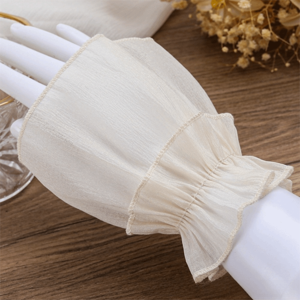 Fingerless Glove Knit - Ruched Pleated Detachable Cuffs Crystal Nail
