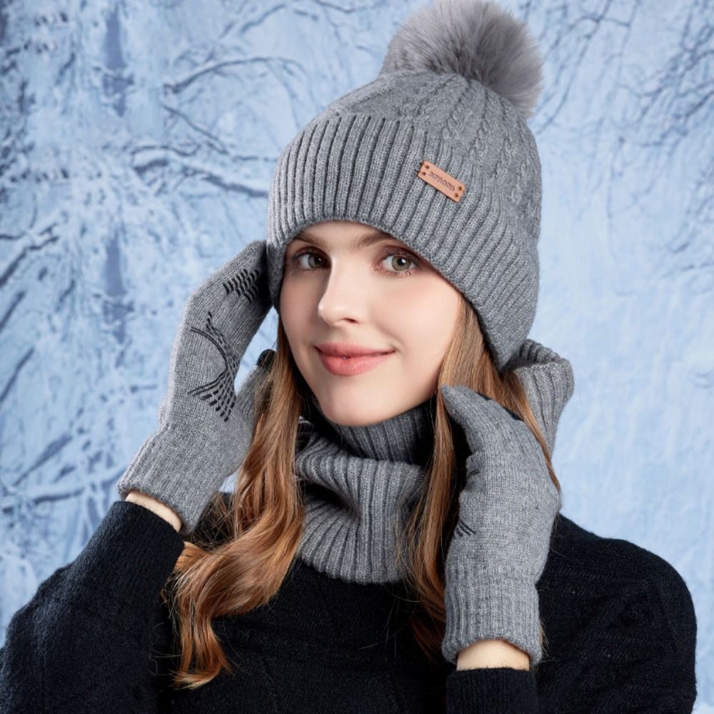 3pcs Hiking Solid Color Hat Sc - огляд і ціна Wool Glove Lined