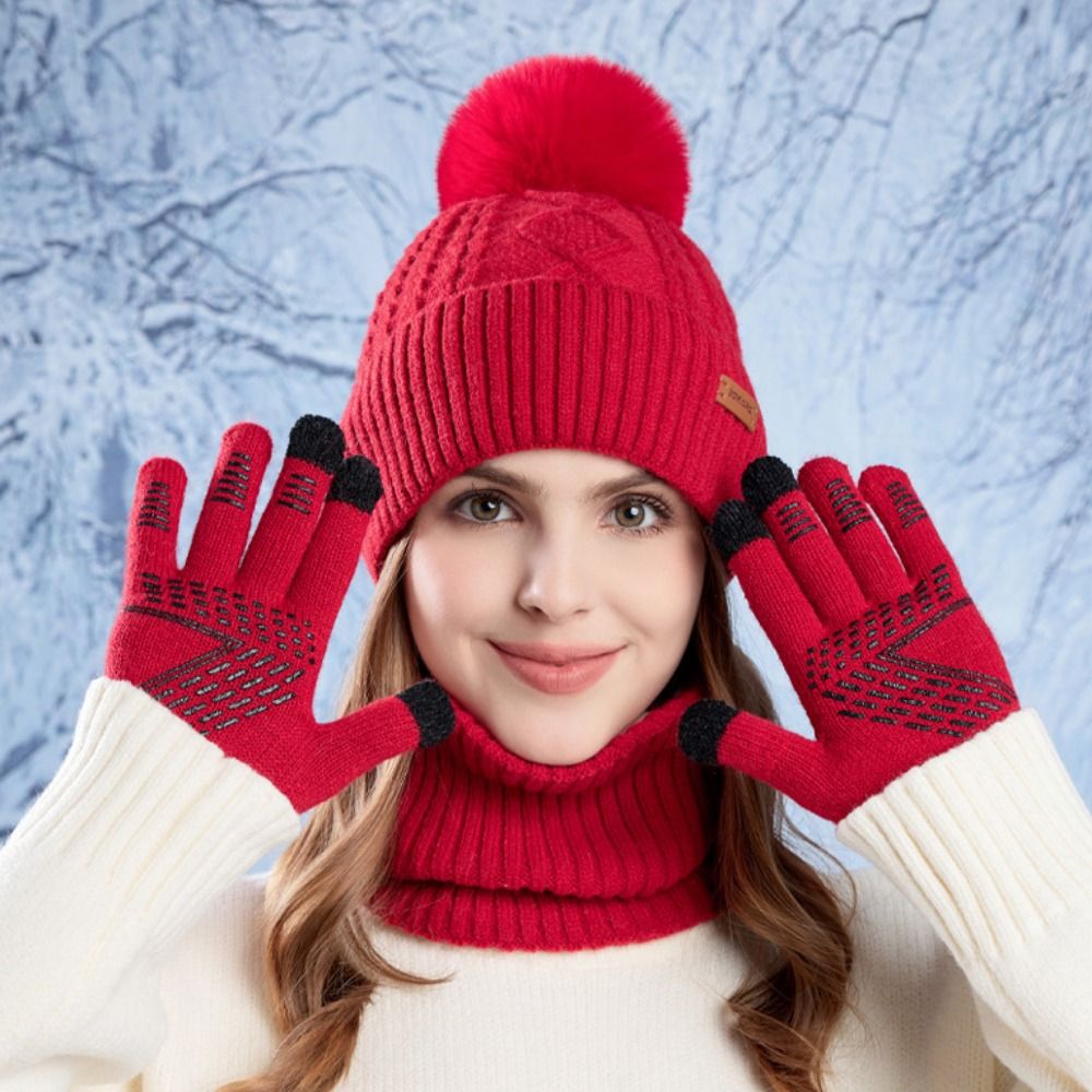 3pcs Hiking Solid Color Hat Sc - огляд і ціна Wool Glove Lined
