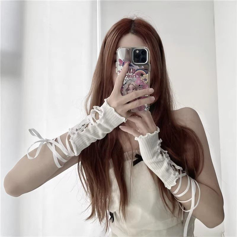 Women Lace‑Up Fingerless Arm S - огляд і ціна Fingerless Glove Knit