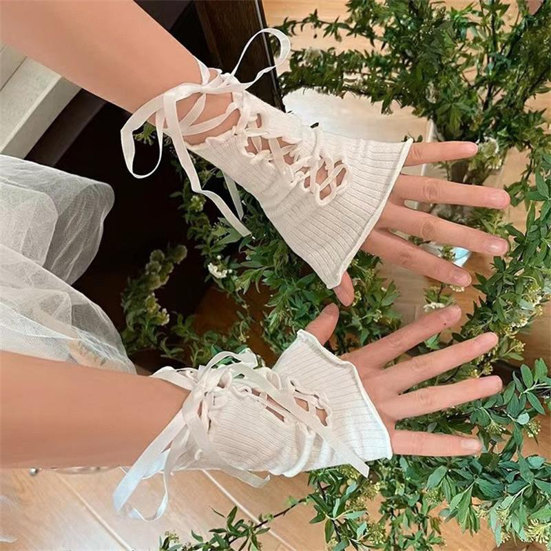 Women Lace‑Up Fingerless Arm S - огляд і ціна Fingerless Glove Knit