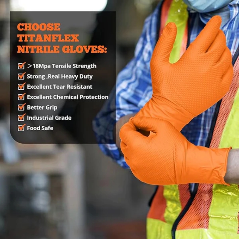 Heavy Duty Orange Nitrile Glov - огляд і ціна Nitrile Mechanic Glove