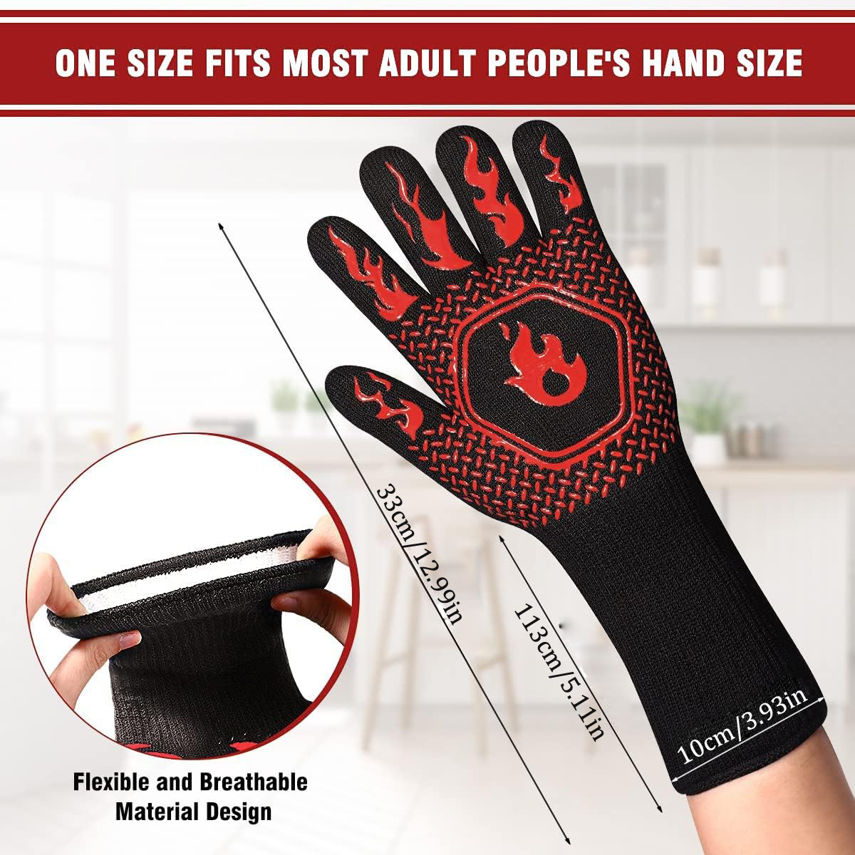 BBQ Grill Gloves High Temp Res - огляд і ціна Oven Mitt Silicone