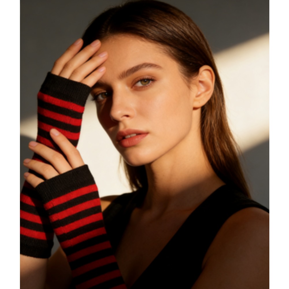 PESENAR Red  Black Striped Fin - огляд і ціна Fingerless Glove Knit