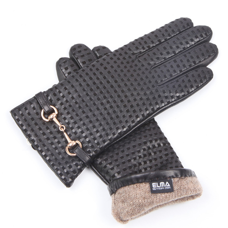 Real Leather Gloves Female The - огляд і ціна Wool Glove Lined