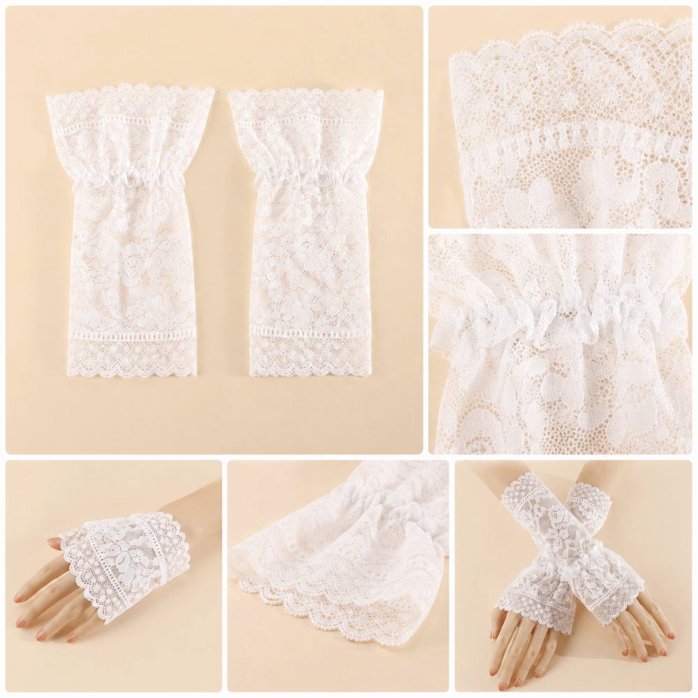 Lace Ruffles Pleated Detachabl - огляд і ціна Fingerless Glove Knit