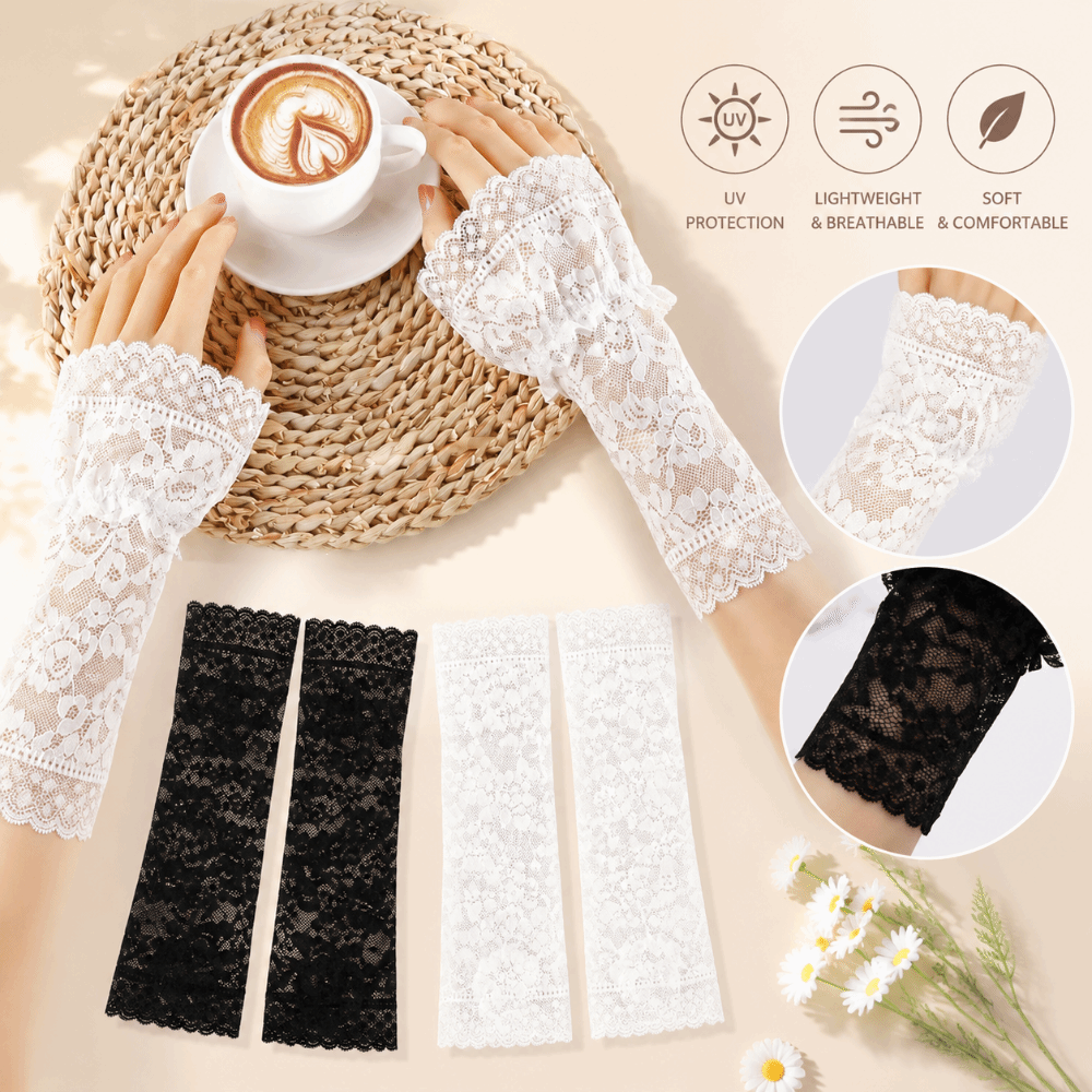 Lace Ruffles Pleated Detachabl - огляд і ціна Fingerless Glove Knit