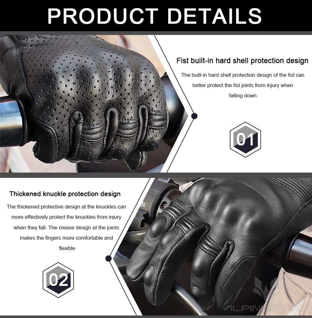 Unisex Vintage Leather Motorcy - огляд і ціна Motorcycle Glove Knuckle