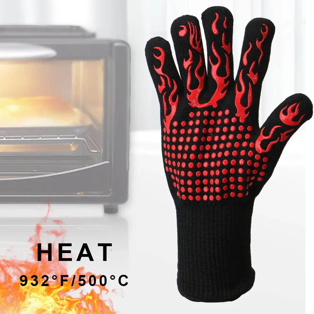 Flame Retardant Non-slip BBQ F - огляд і ціна Oven Mitt Silicone