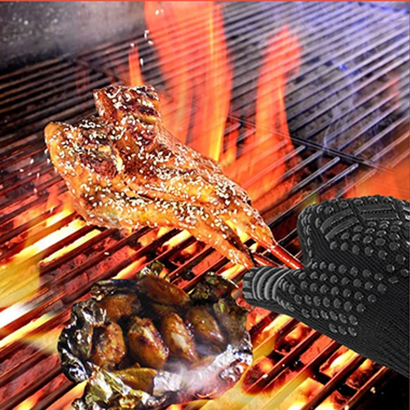 Flame Retardant Non-slip BBQ F - огляд і ціна Oven Mitt Silicone