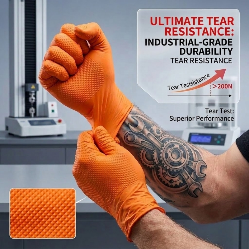 Heavy Duty Orange Nitrile Glov - огляд і ціна Nitrile Mechanic Glove