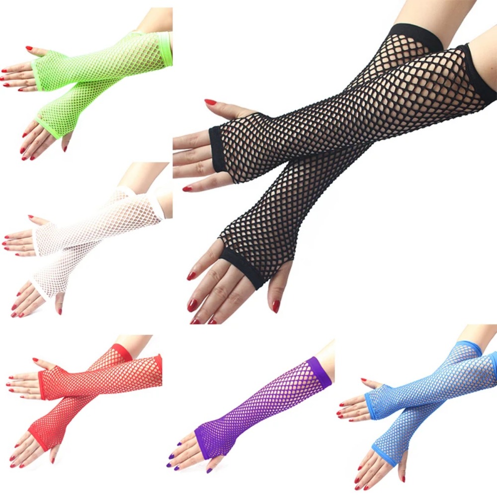 Women Neon Fishnet Long Finger - огляд і ціна Fingerless Glove Knit