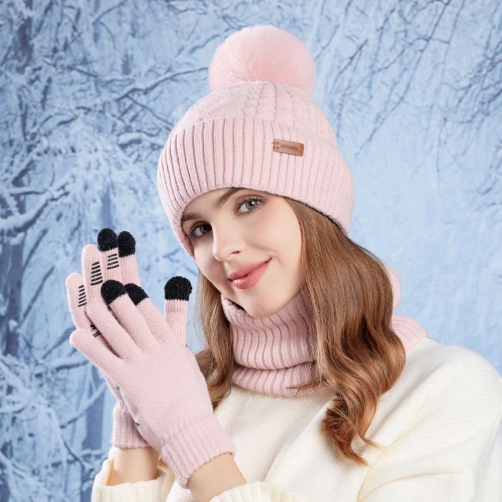 3pcs Simple Solid Color Hat Sc - огляд і ціна Wool Glove Lined