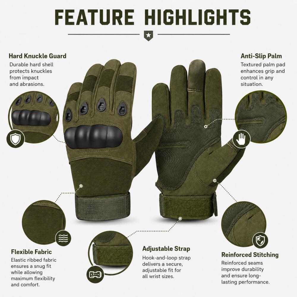 Full Finger Tactical Gloves wi - огляд і ціна Motorcycle Glove Knuckle