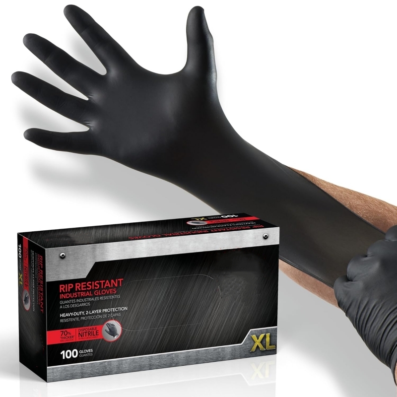 100PCS Black Nitrile Gloves Di - огляд і ціна Nitrile Mechanic Glove