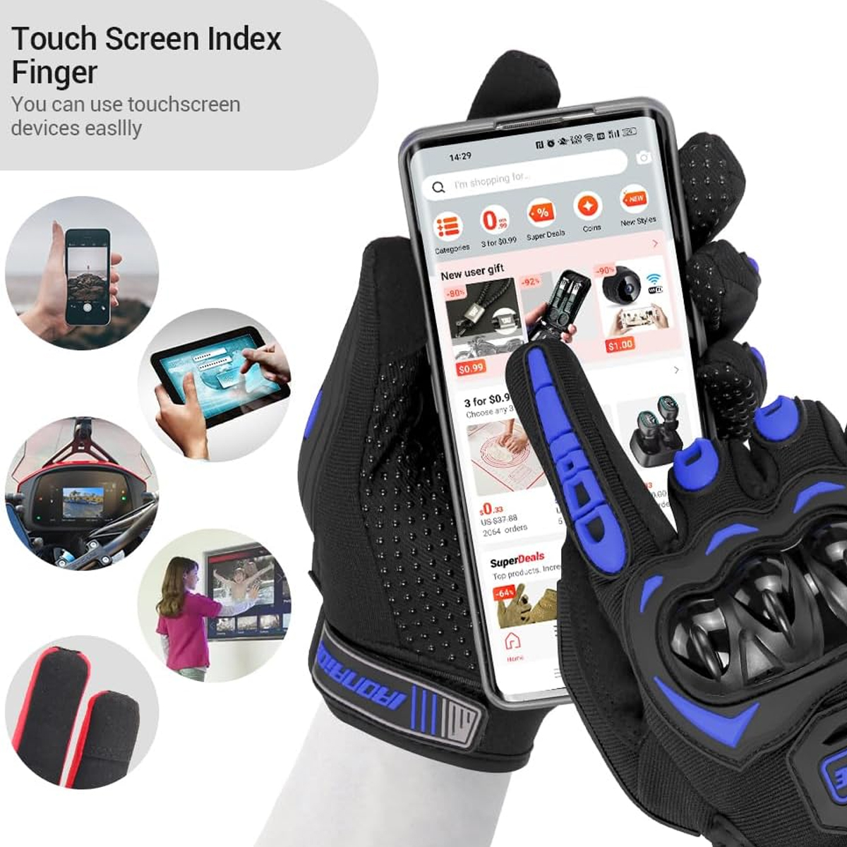Men Motorcycle Gloves Touch Sc - огляд і ціна Motorcycle Glove Knuckle
